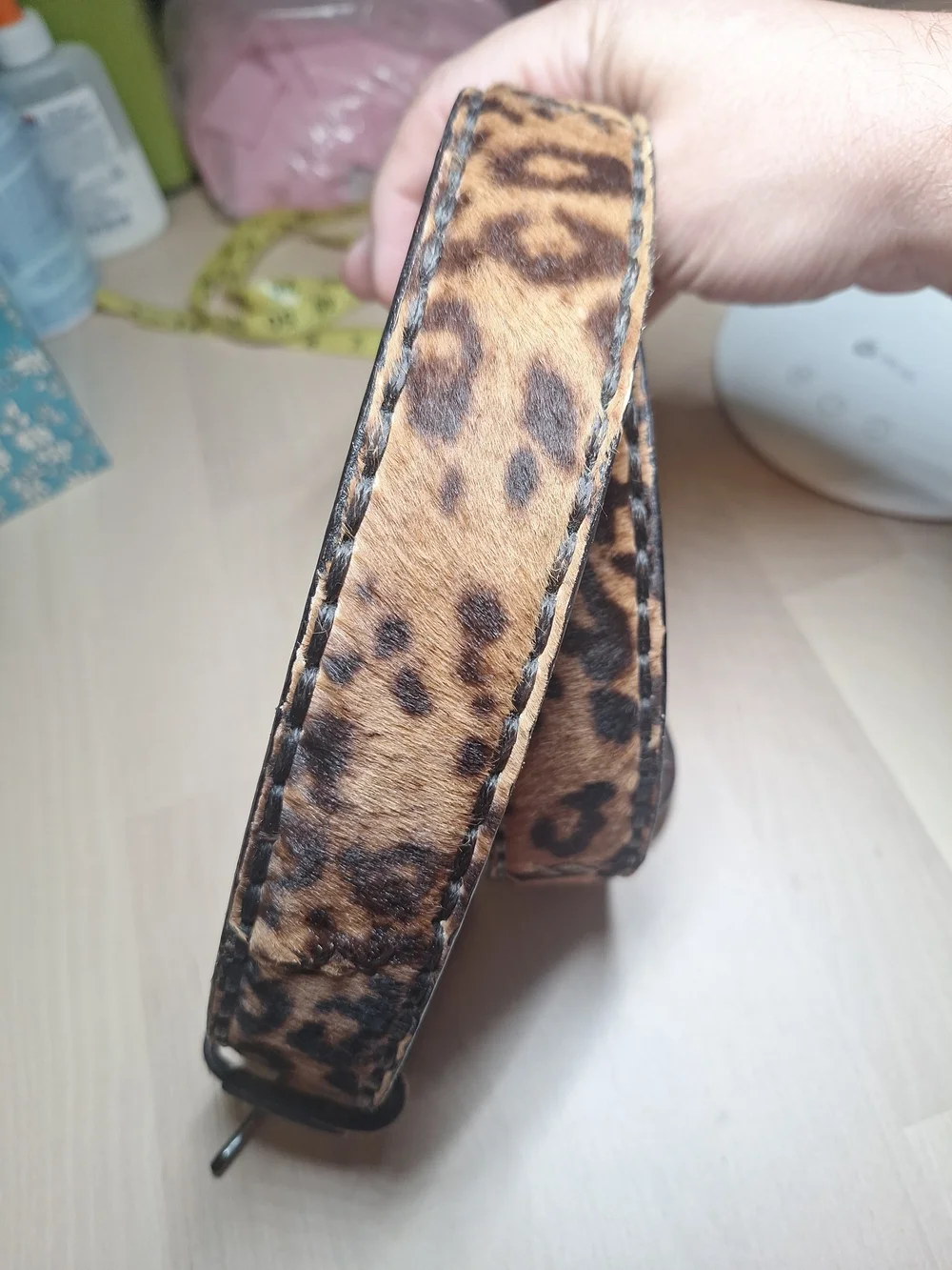 SENDRA Leopard Print Hair-on Leather Belt - Brown/Black Size 38 (eu 100)
